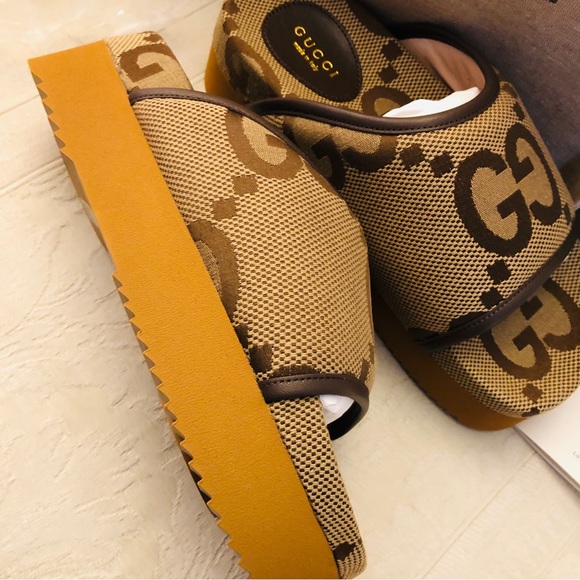 NIB 🔥Gucci HOTTEST PLATFORM STYLE WITH newest jumbo GG monogram size 37 - Picture 8 of 11